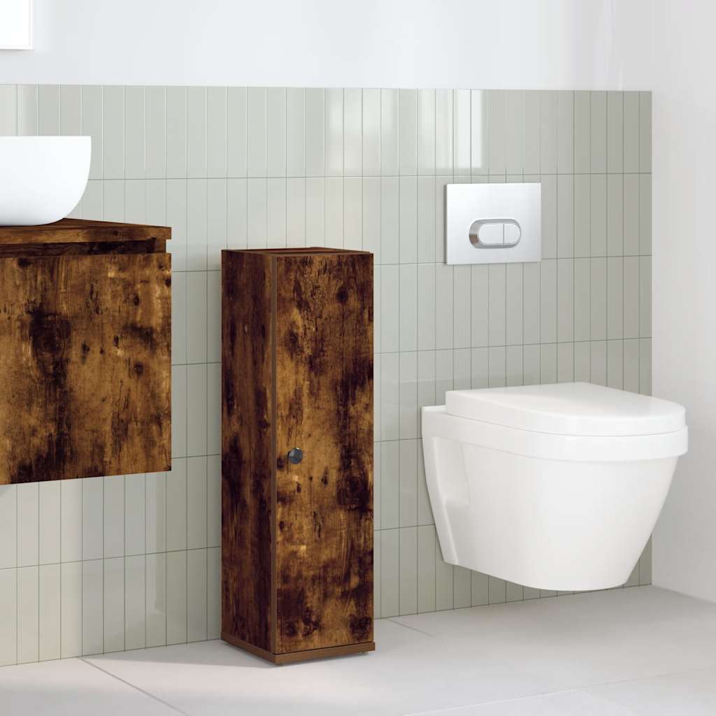 Bathroom Cabinet with Roll Holder Smoked Oak 20.5x22x72 cm