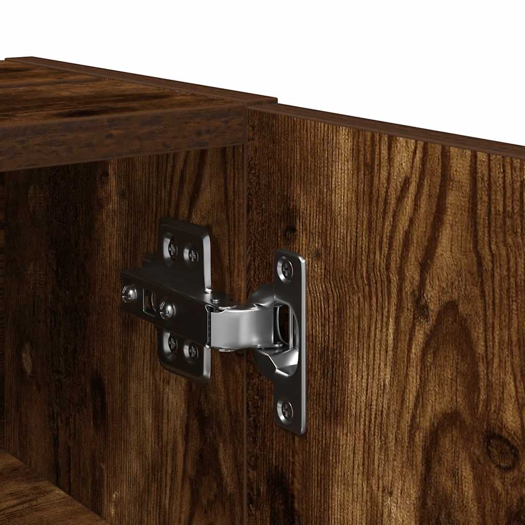 Bathroom Cabinet with Roll Holder Smoked Oak 20.5x22x72 cm