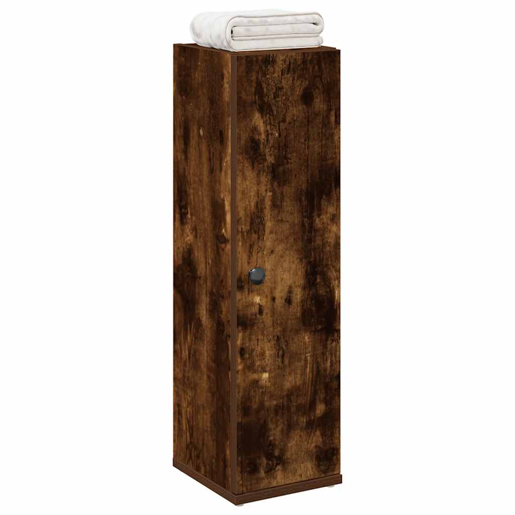 Bathroom Cabinet with Roll Holder Smoked Oak 20.5x22x72 cm