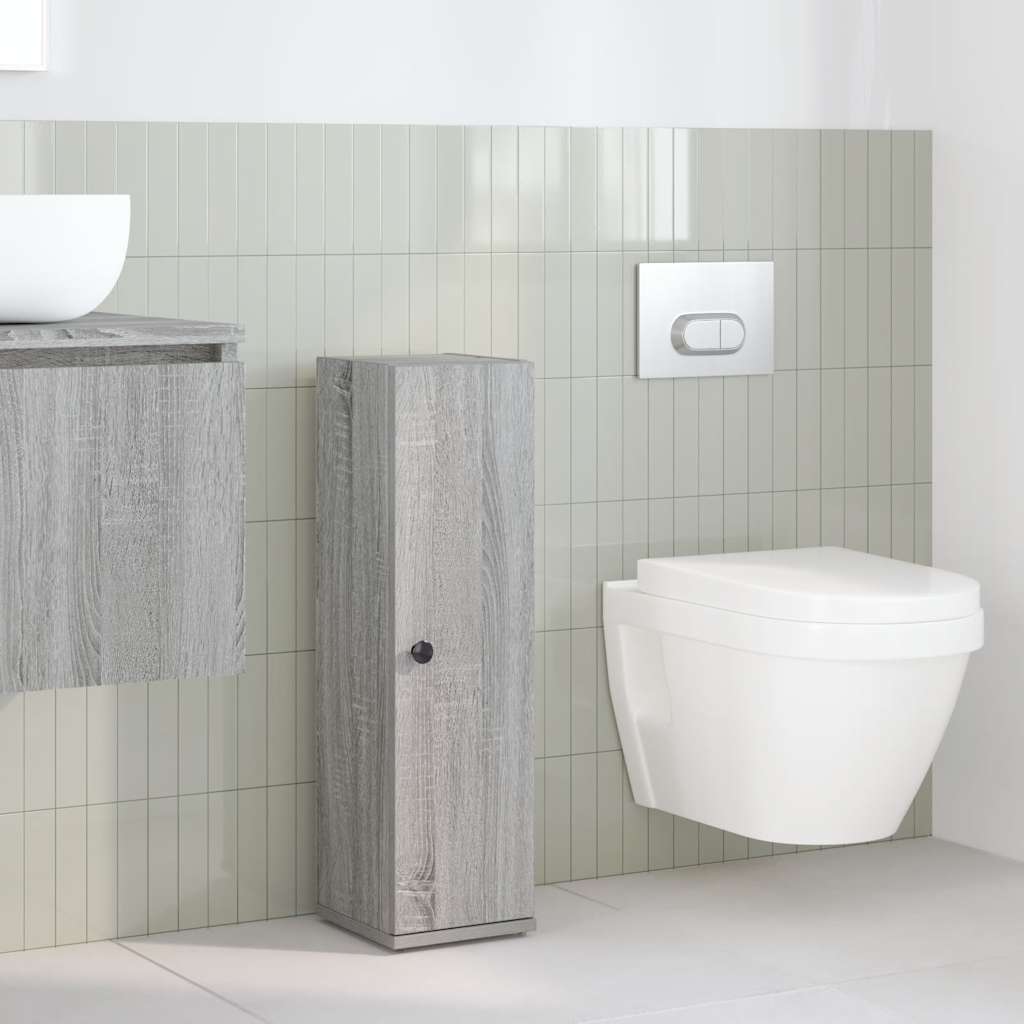 Bathroom Cabinet with Roll Holder Grey Sonoma 20.5x22x72 cm