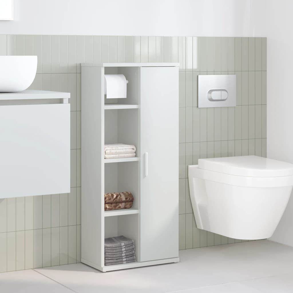 Bathroom Cabinet with Roll Holder White 39x22x90 cm