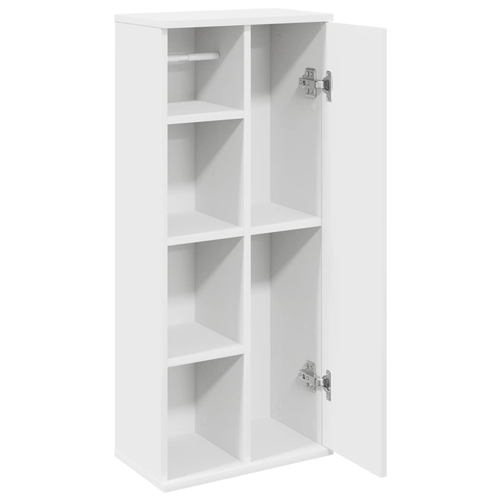 Bathroom Cabinet with Roll Holder White 39x22x90 cm