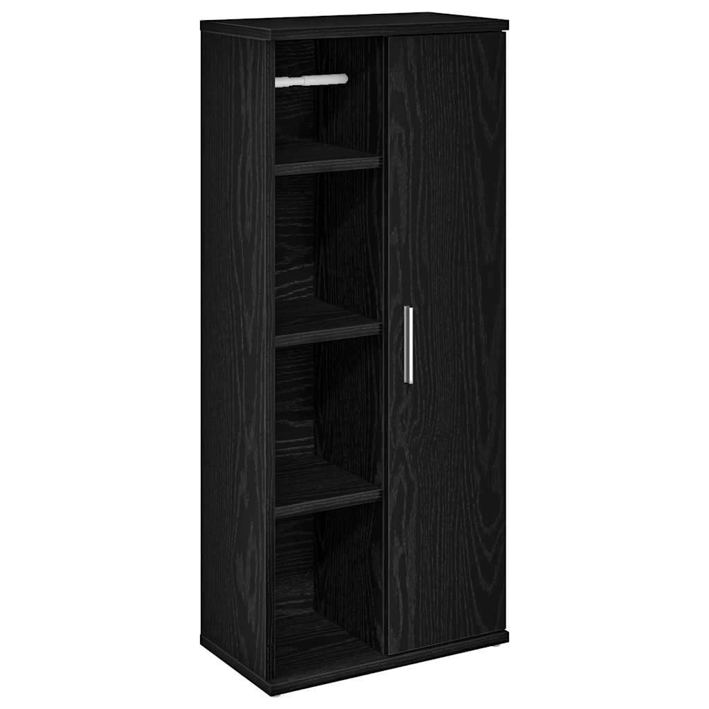 Bathroom Cabinet with Roll Holder Black 39x22x90 cm