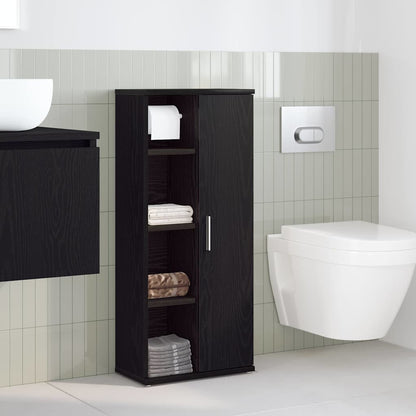 Bathroom Cabinet with Roll Holder Black 39x22x90 cm