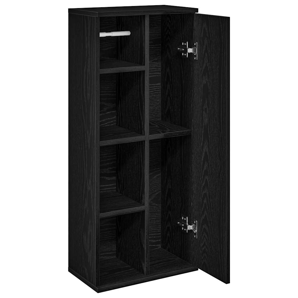 Bathroom Cabinet with Roll Holder Black 39x22x90 cm