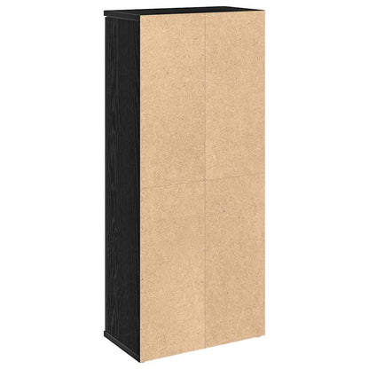 Bathroom Cabinet with Roll Holder Black 39x22x90 cm