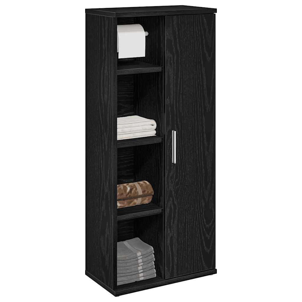 Bathroom Cabinet with Roll Holder Black 39x22x90 cm