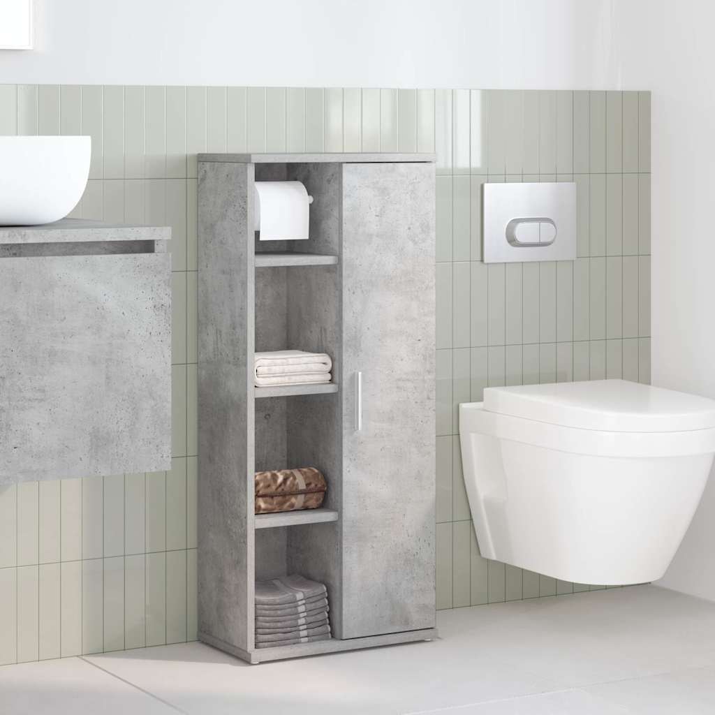 Bathroom Cabinet with Roll Holder Concrete Grey 39x22x90 cm