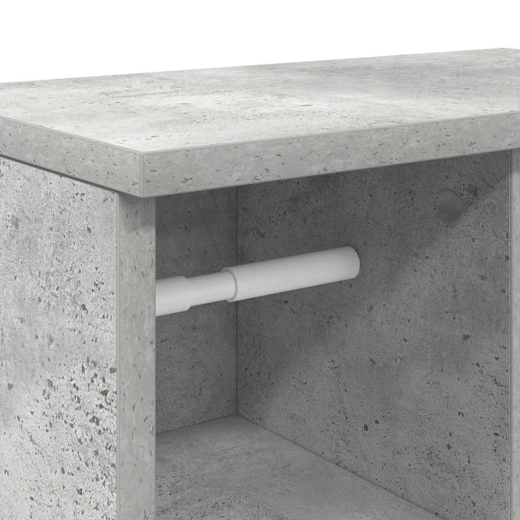 Bathroom Cabinet with Roll Holder Concrete Grey 39x22x90 cm