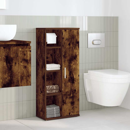 Bathroom Cabinet with Roll Holder Smoked Oak 39x22x90 cm