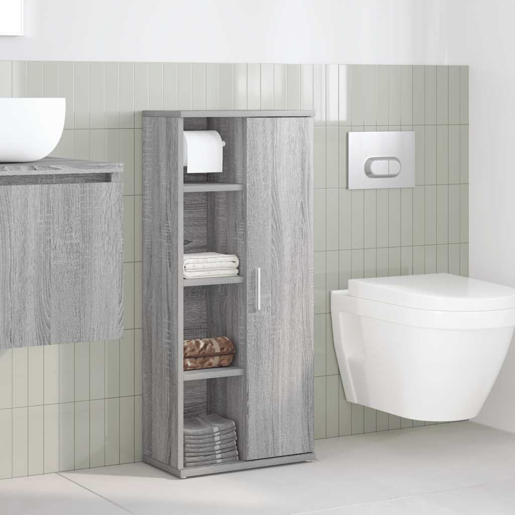 Bathroom Cabinet with Roll Holder Grey Sonoma 39x22x90 cm