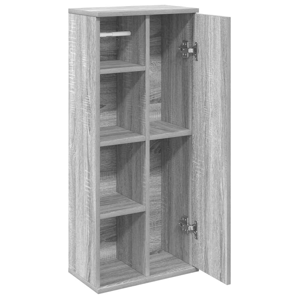 Bathroom Cabinet with Roll Holder Grey Sonoma 39x22x90 cm