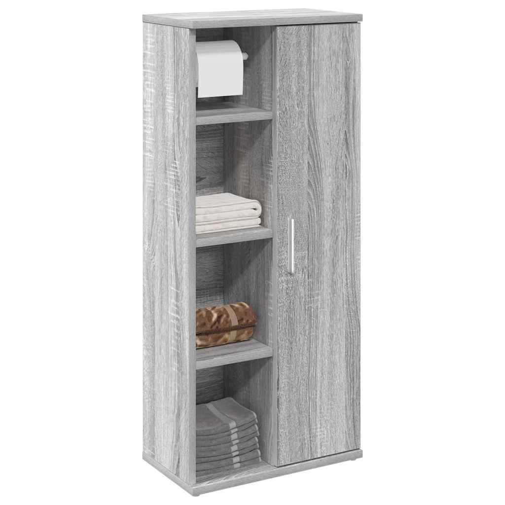 Bathroom Cabinet with Roll Holder Grey Sonoma 39x22x90 cm