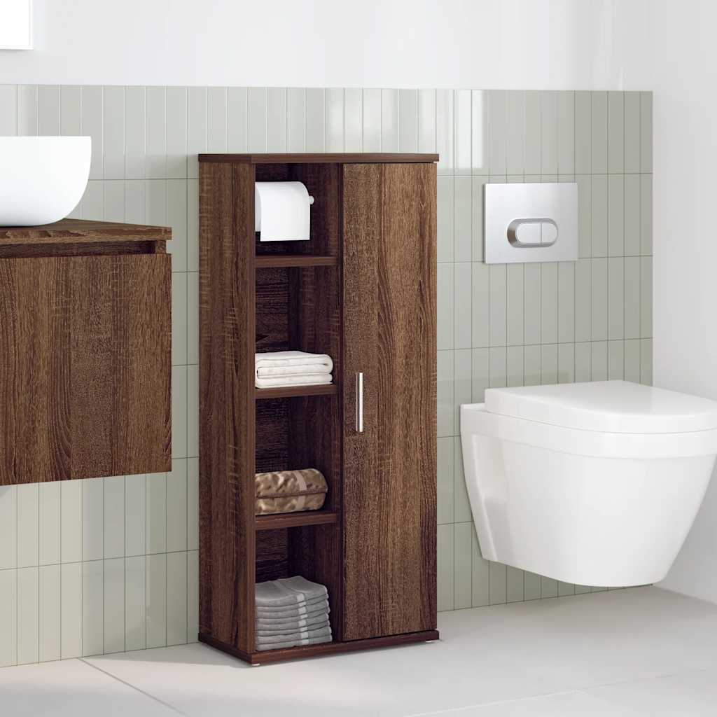 Bathroom Cabinet with Roll Holder Brown Oak 39x22x90 cm