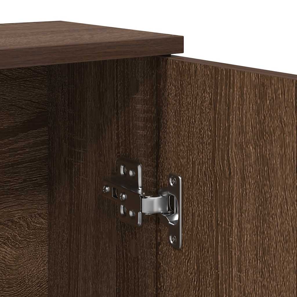 Bathroom Cabinet with Roll Holder Brown Oak 39x22x90 cm