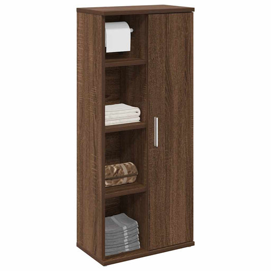 Bathroom Cabinet with Roll Holder Brown Oak 39x22x90 cm