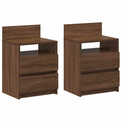 Bedside Cabinets 2 pcs with 2 Drawers Brown Oak 40x33x60 cm