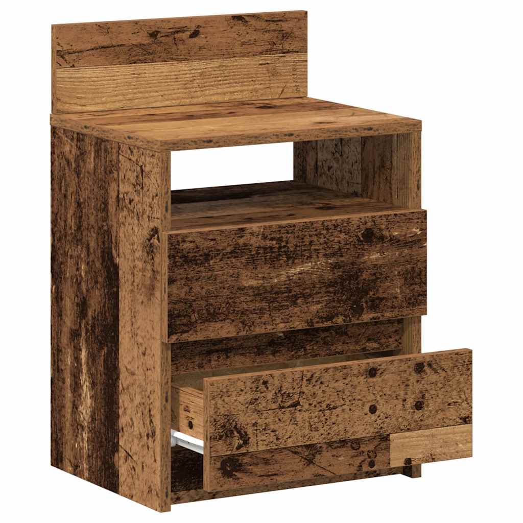 Bedside Cabinet with 2 Drawers Old Wood 40x33x60 cm