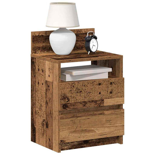 Bedside Cabinet with 2 Drawers Old Wood 40x33x60 cm