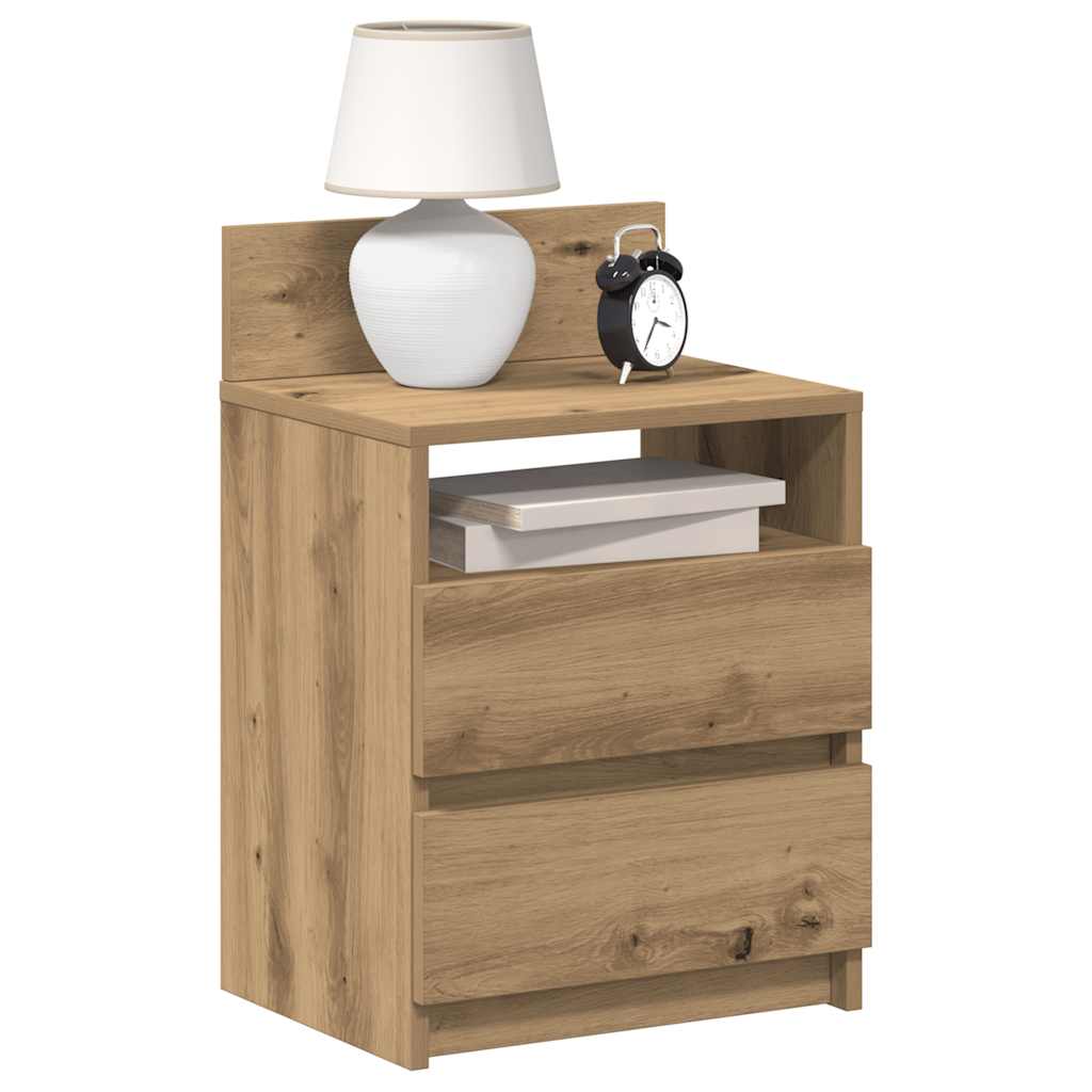 Bedside Cabinet with 2 Drawers Artisan Oak 40x33x60 cm