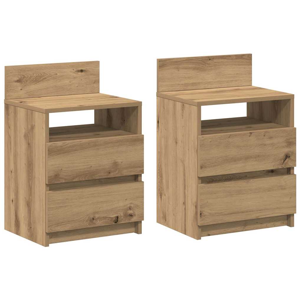 Bedside Cabinets 2 pcs with 2 Drawers Artisan Oak 40x33x60 cm