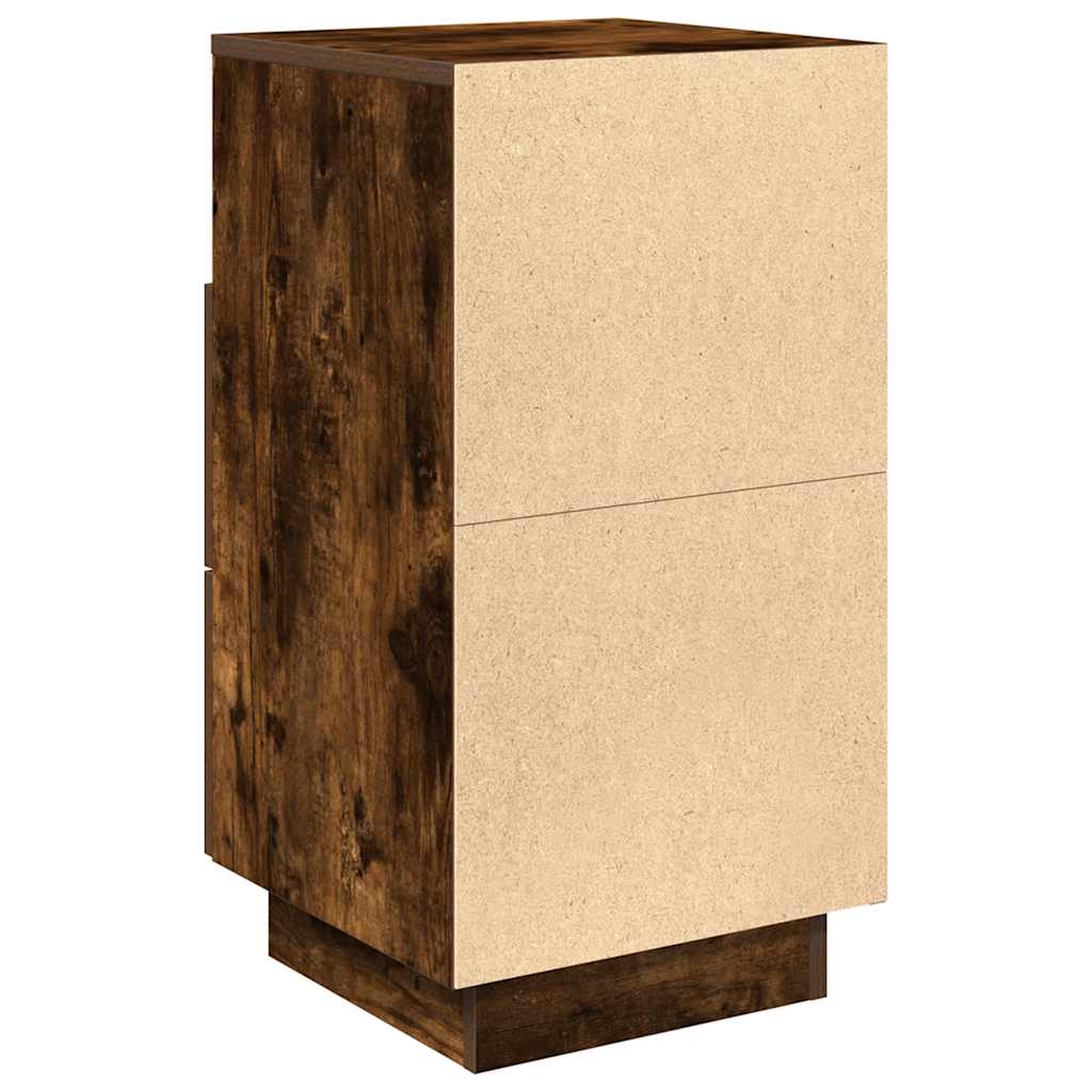 Bedside Cabinet with 2 Drawers Smoked Oak 36x36x68 cm