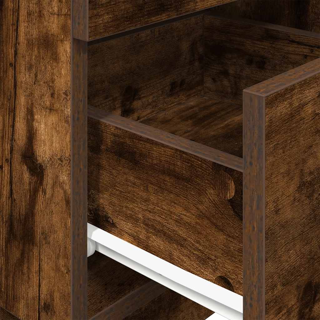 Bedside Cabinet with 2 Drawers Smoked Oak 36x36x68 cm