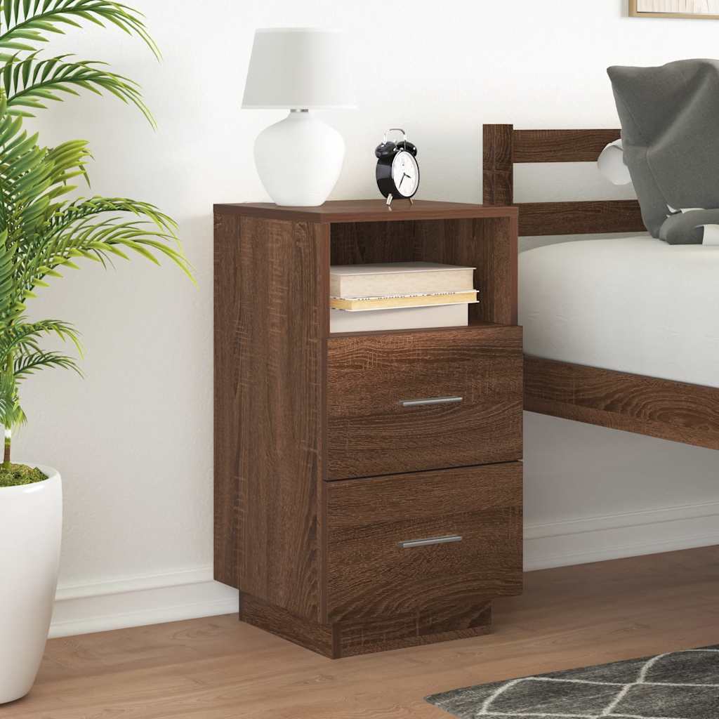 Bedside Cabinet with 2 Drawers Brown Oak 36x36x68 cm