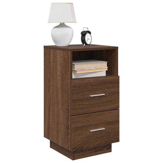 Bedside Cabinet with 2 Drawers Brown Oak 36x36x68 cm