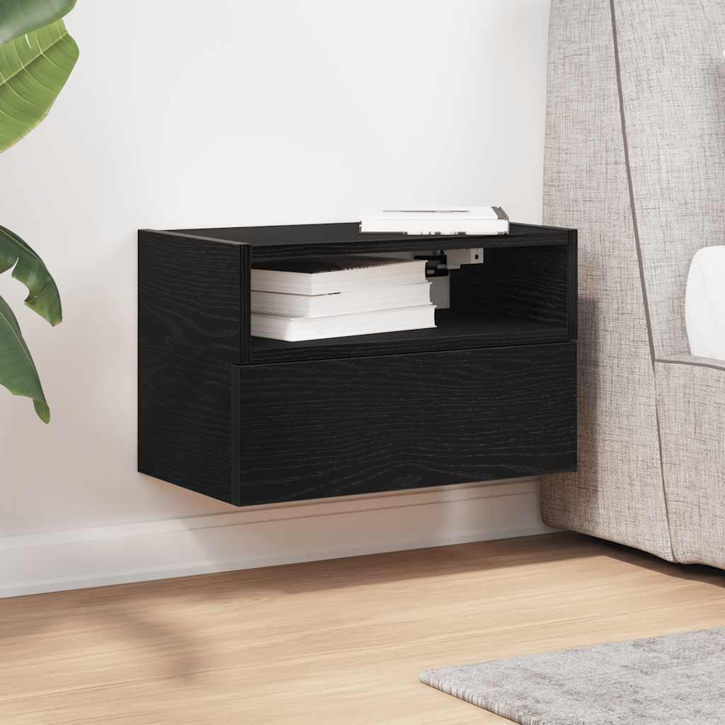 Wall-mounted Bedside Cabinet Black 45x26x28.5 cm