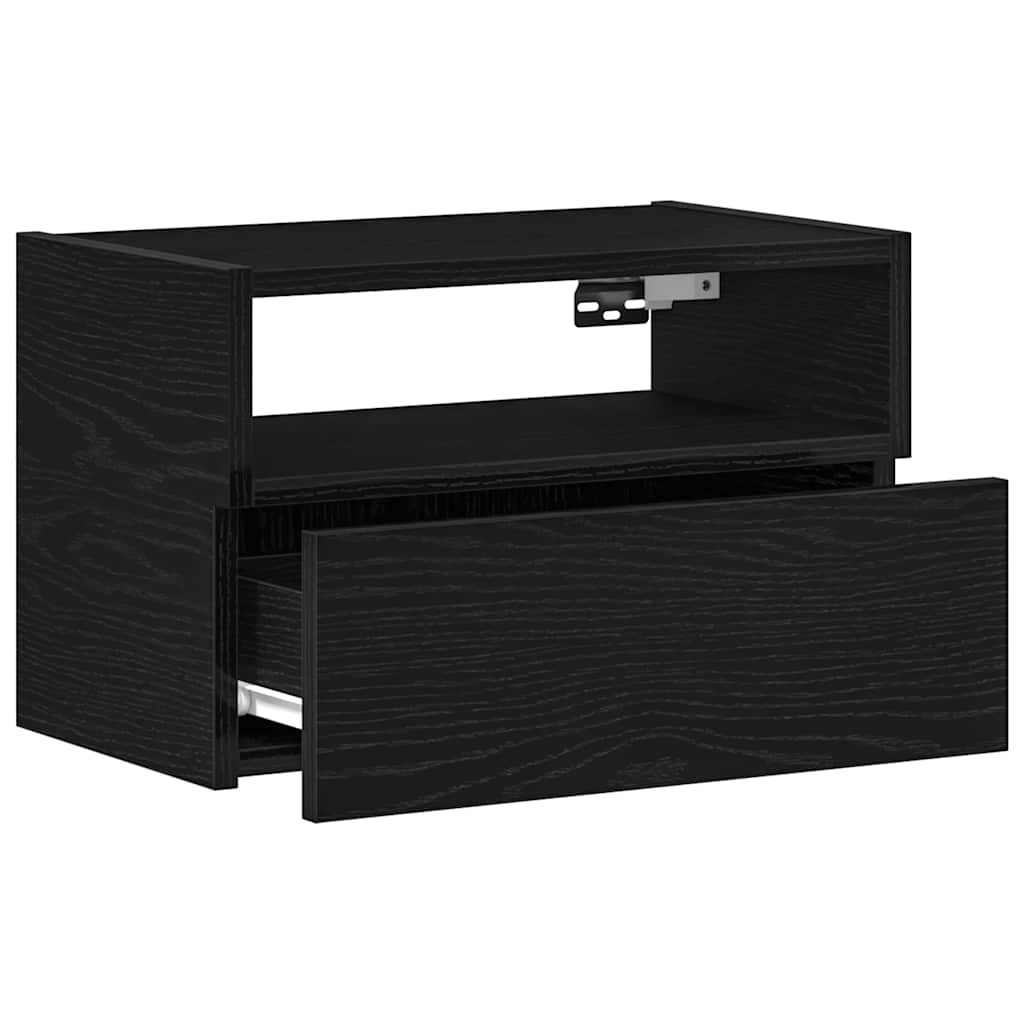 Wall-mounted Bedside Cabinet Black 45x26x28.5 cm