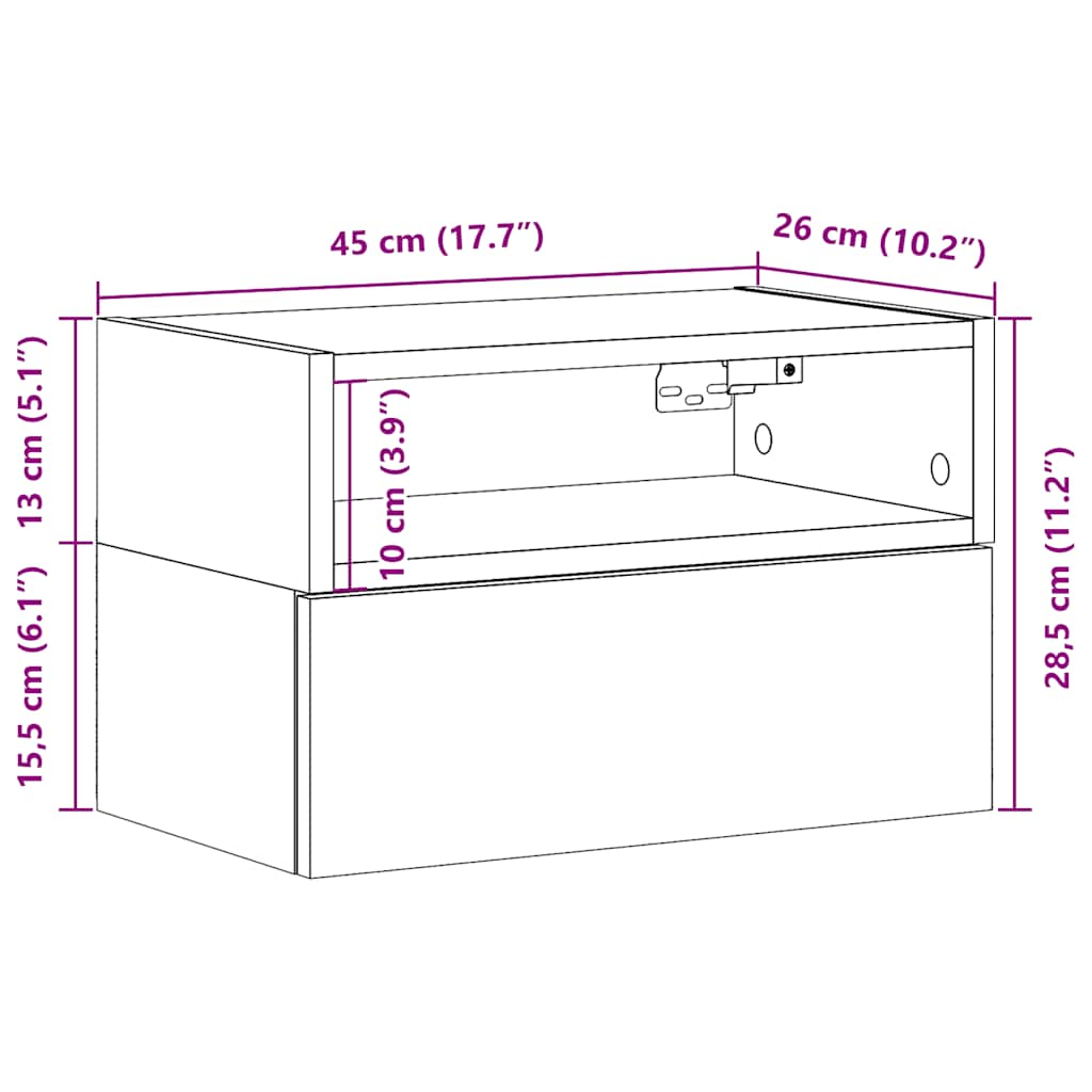 Wall-mounted Bedside Cabinets 2 pcs Sonoma Oak 45x26x28.5 cm