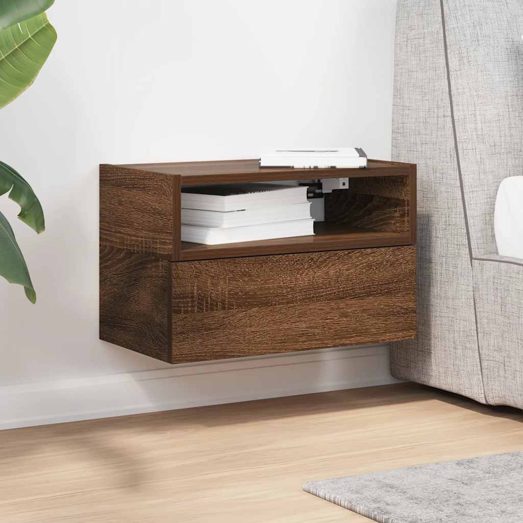 Wall-mounted Bedside Cabinet Brown Oak 45x26x28.5 cm