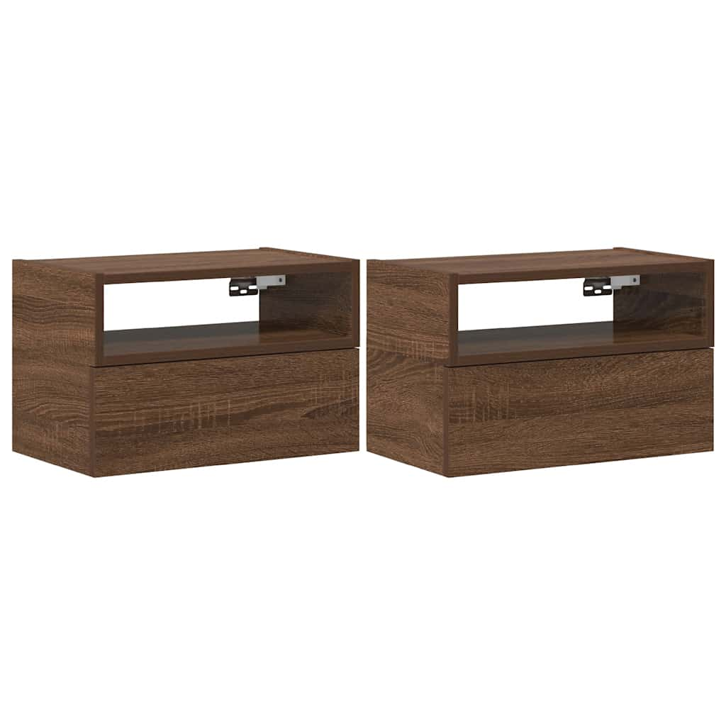 Wall-mounted Bedside Cabinets 2 pcs Brown Oak 45x26x28.5 cm