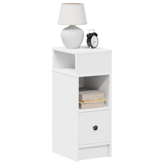 Bedside Cabinet with Drawer White 25x31x66 cm