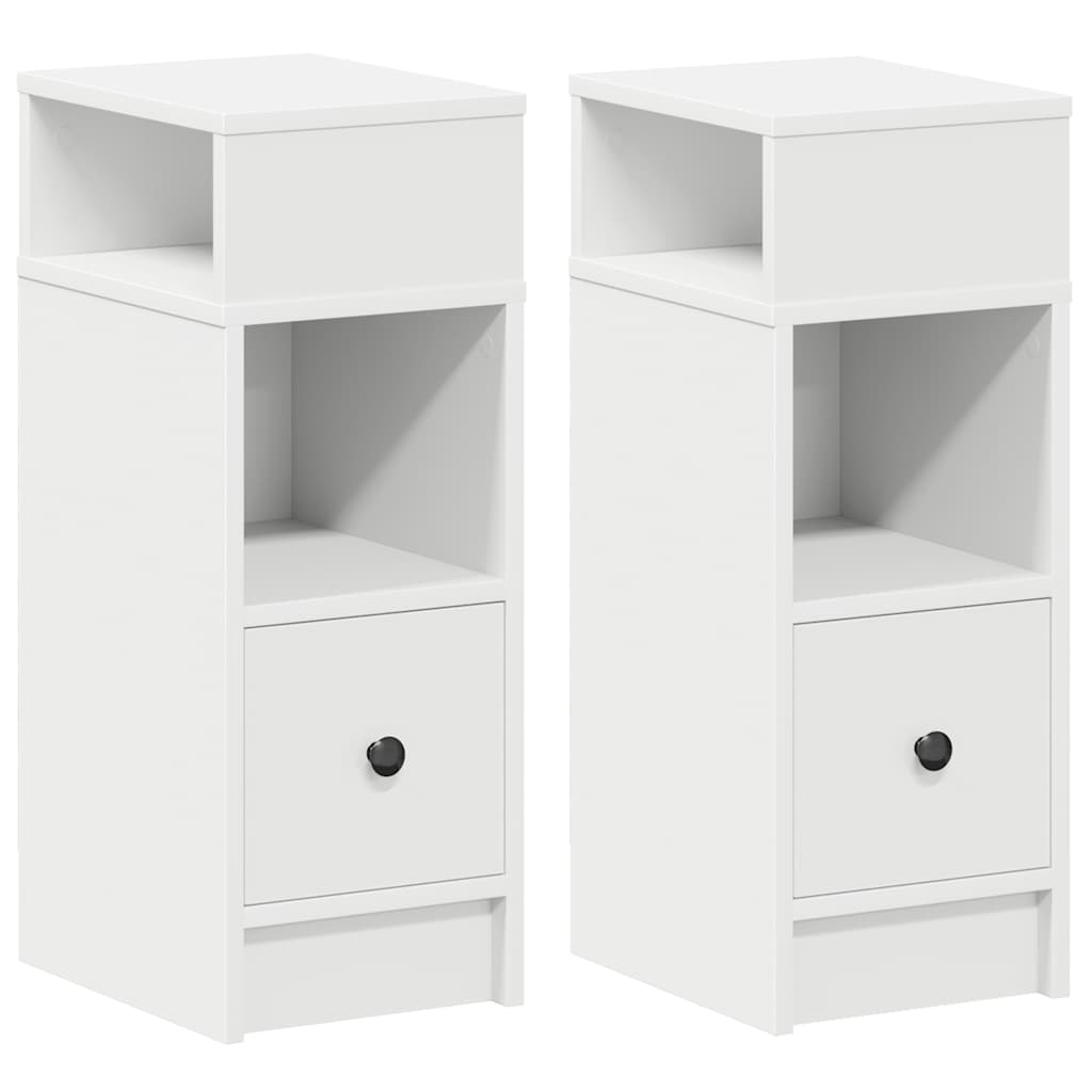 Bedside Cabinets 2 pcs with Drawer White 25x31x66 cm