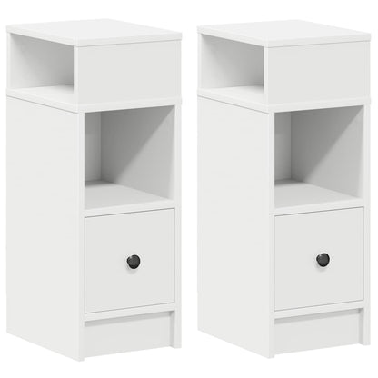 Bedside Cabinets 2 pcs with Drawer White 25x31x66 cm