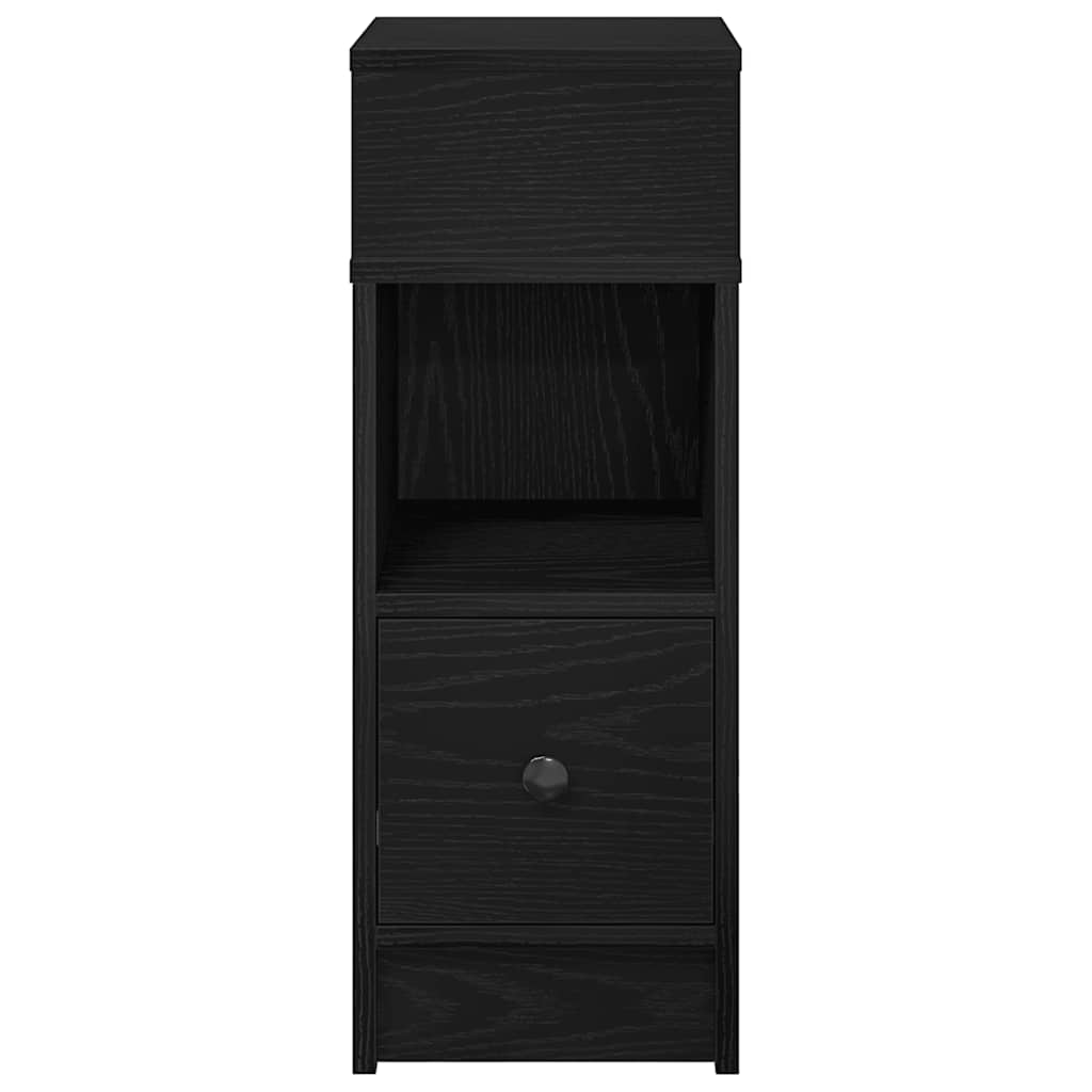 Bedside Cabinets 2 pcs with Drawer Black 25x31x66 cm