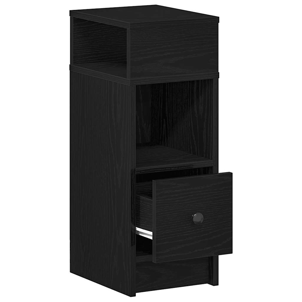 Bedside Cabinets 2 pcs with Drawer Black 25x31x66 cm