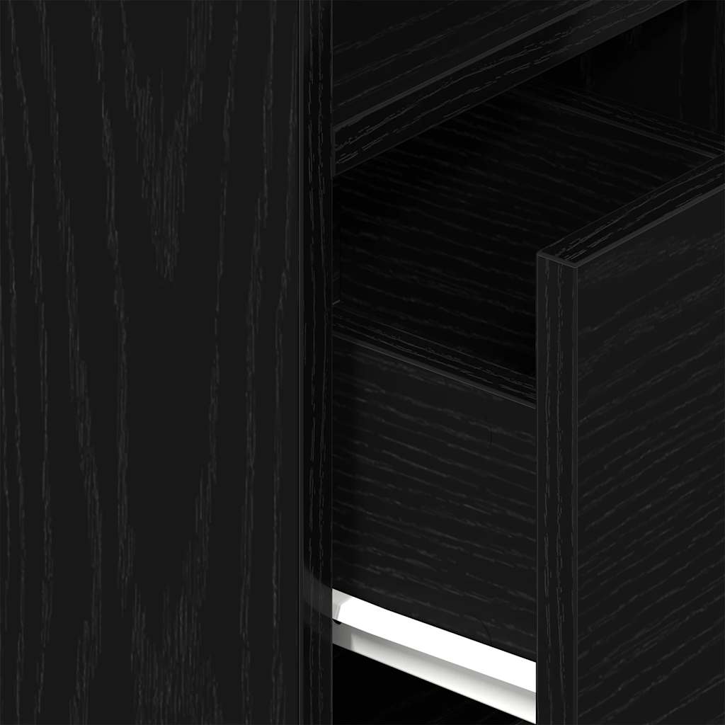 Bedside Cabinets 2 pcs with Drawer Black 25x31x66 cm