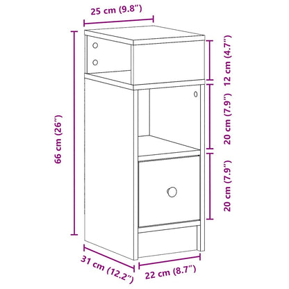 Bedside Cabinets 2 pcs with Drawer Black 25x31x66 cm