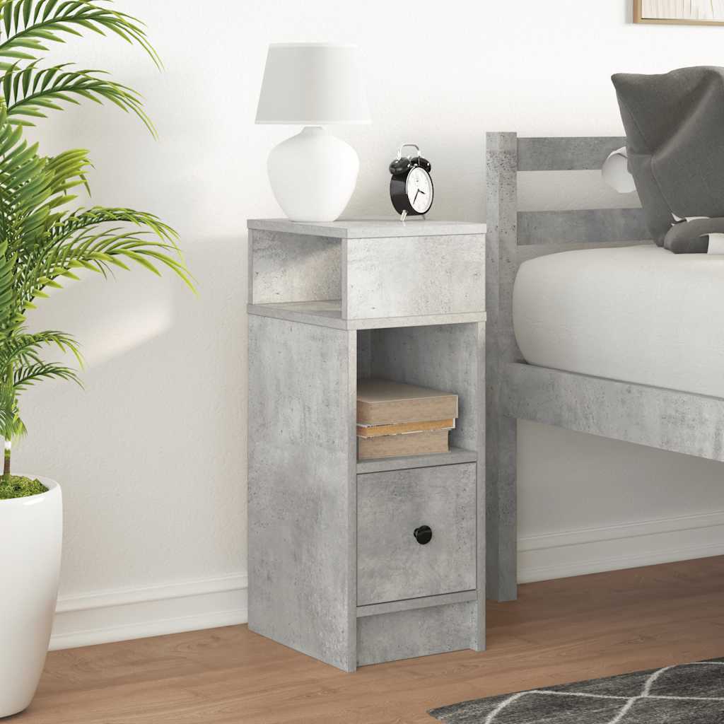 Bedside Cabinet with Drawer Concrete Grey 25x31x66 cm