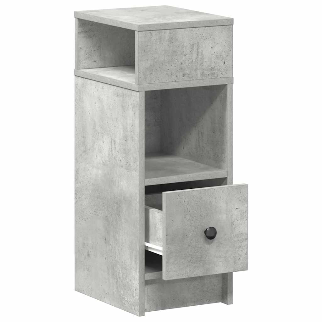 Bedside Cabinet with Drawer Concrete Grey 25x31x66 cm