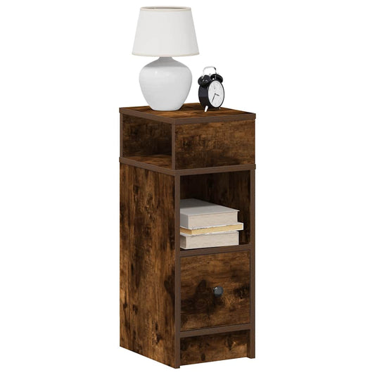 Bedside Cabinet with Drawer Smoked Oak 25x31x66 cm