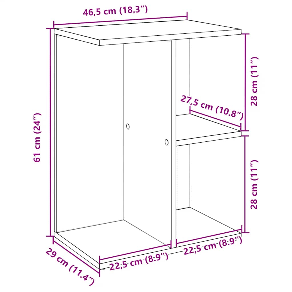 Bedside Table White 46.5x29x61 cm Engineered Wood