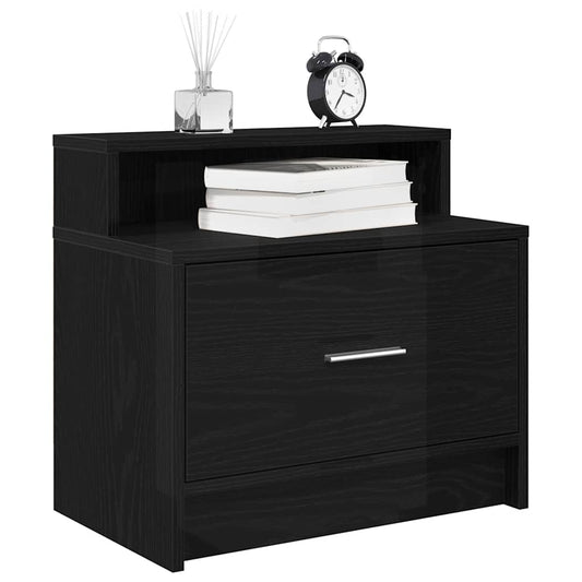 Bedside Cabinets with Drawer 2 pcs Black Oak 51x31x47 cm