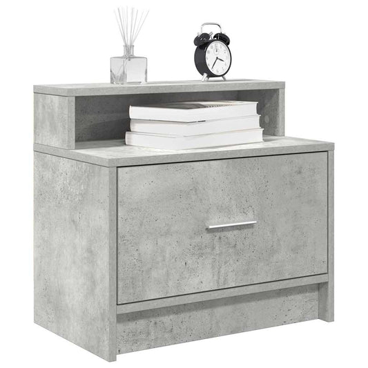 Bedside Cabinet with Drawer Concrete Grey 51x31x47 cm