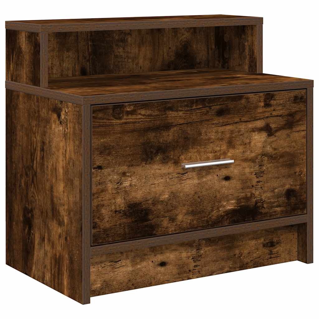 Bedside Cabinet with Drawer Smoked Oak 51x31x47 cm