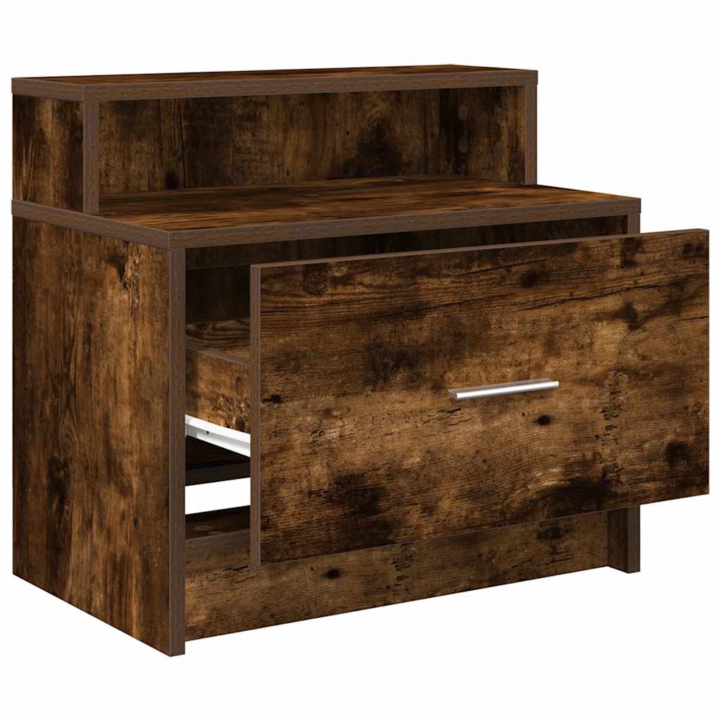 Bedside Cabinet with Drawer Smoked Oak 51x31x47 cm