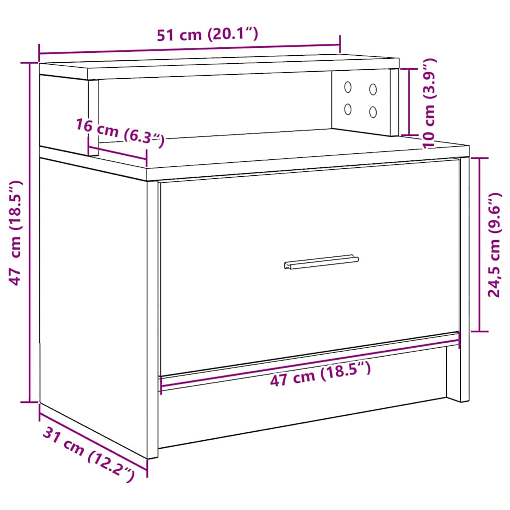 Bedside Cabinets with Drawer 2 pcs Smoked Oak 51x31x47 cm